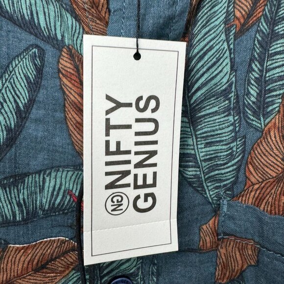 Nifty Genius Hawaiian Leaf Print Short Sleeve Button Down Shirt XS NWT - Picture 5 of 10
